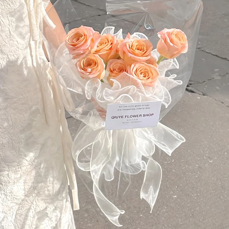 Nuovo Materiale per Confezioni 28X400cm Carta da Imballaggio per Fiori con Filato Perlato Ondulato e Rete in Pizzo per Bouquet, Feste e San Valentino