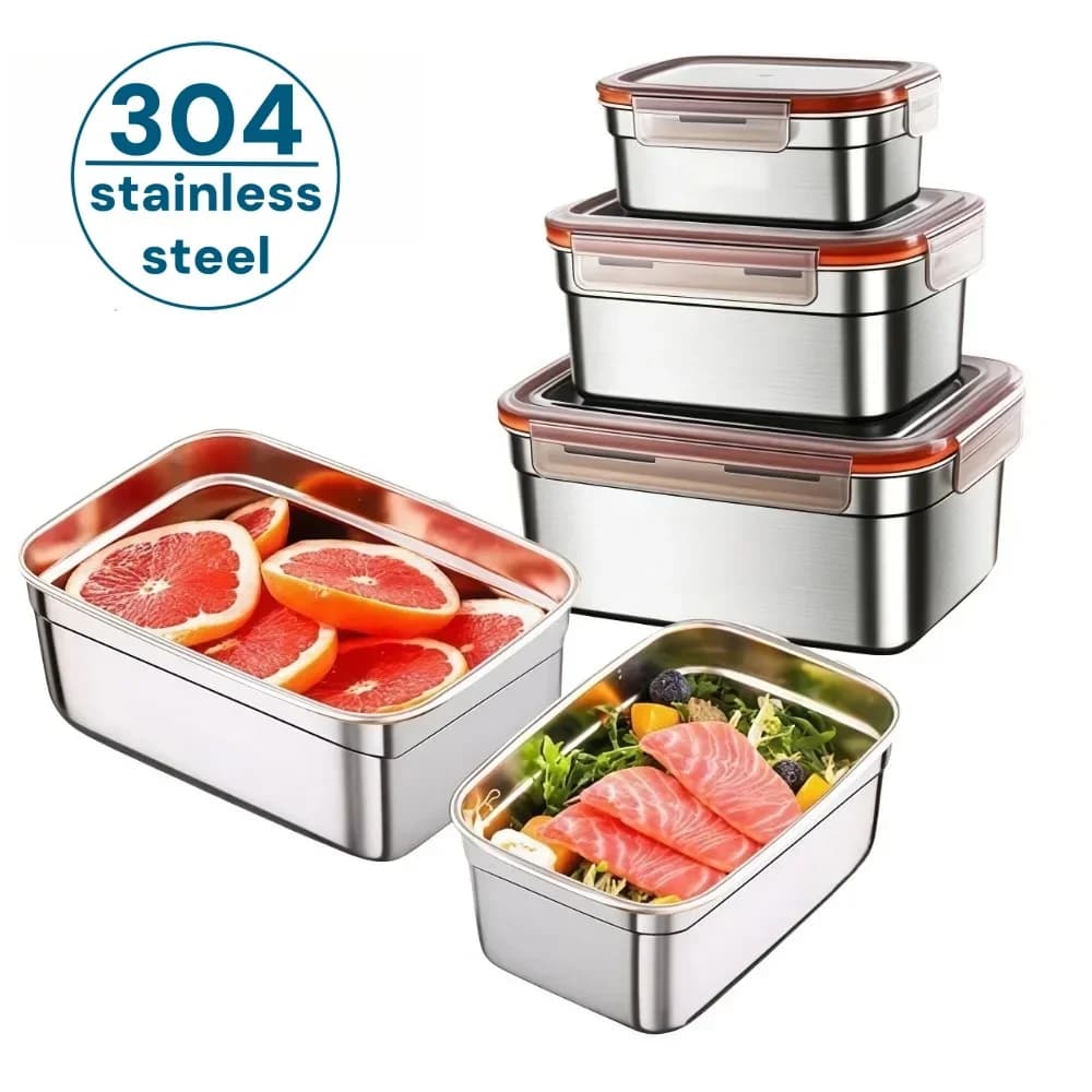 Contenitori per Alimenti - Scatola per Preparazione Pasti in Acciaio Inox 304, Ermetica e Antiperdita, Organizer per Cucina