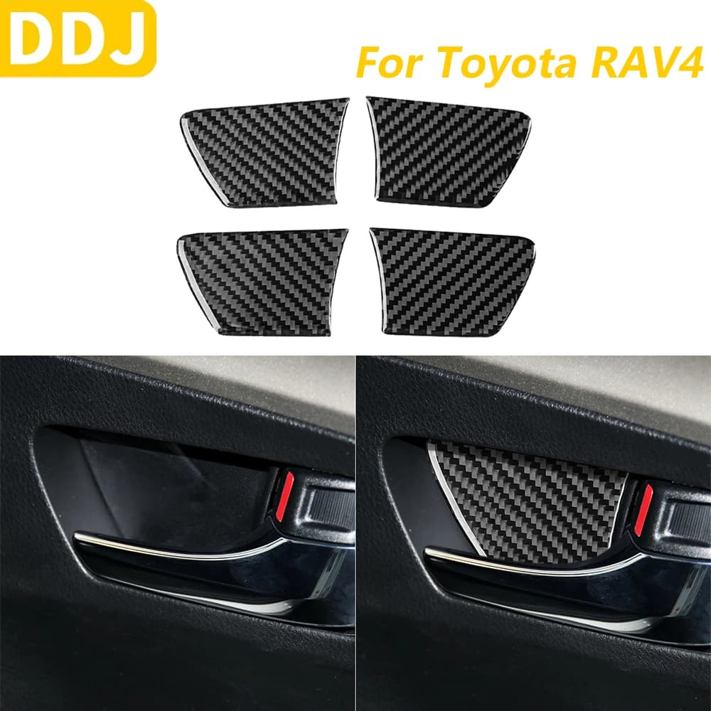 For Toyota RAV4 2016 2017 Carbon Fiber Door Handle Interior Bowl Cover Panel Decorative Accessories Auto Interior Decoration Sticker