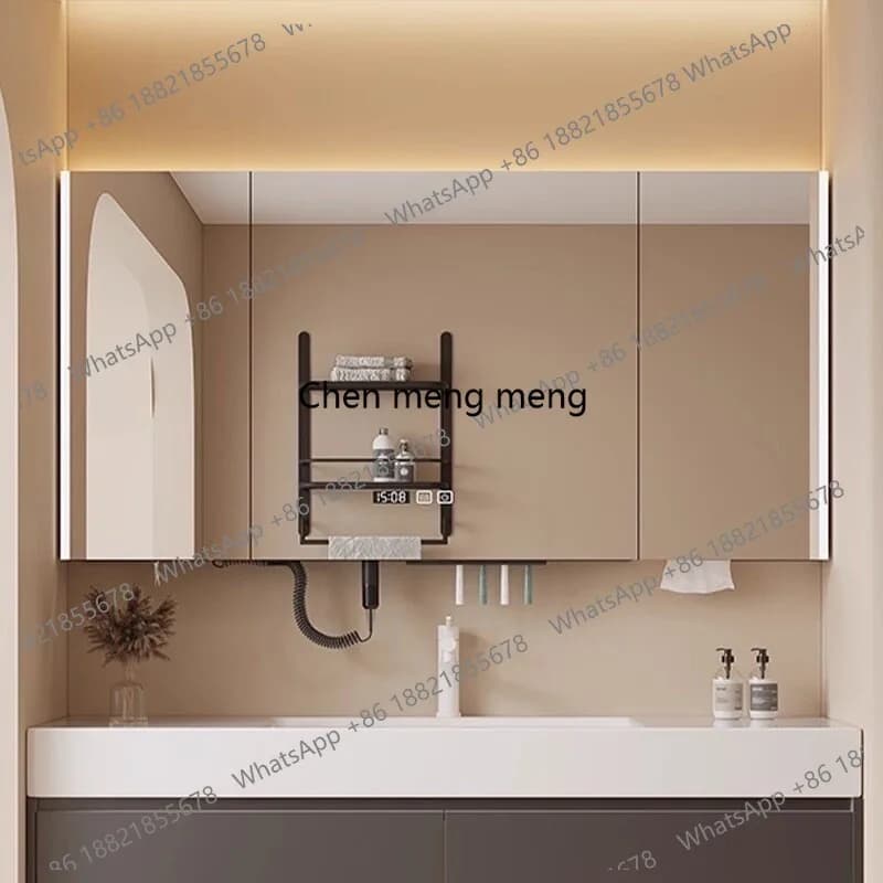 Armadietto a specchio intelligente, bagno separato a parete, specchio, asciugacapelli elettrico, armadietto integrato per riporre oggetti e contenere oggetti