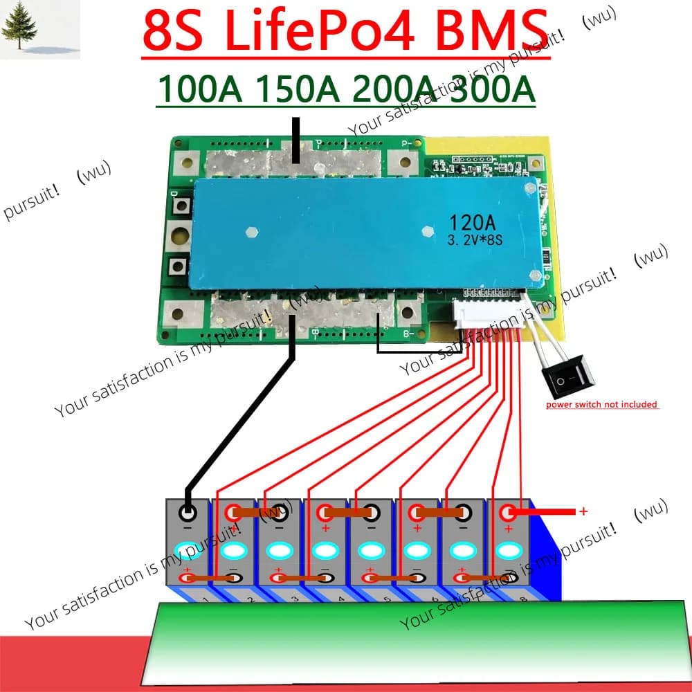 Scheda di protezione batteria BMS 3.2V 8S 24V 100A 150A 200A 300A LiFePO4 (Litio Ferro Fosfato) con bilanciamento per Inverter RV ad alta corrente