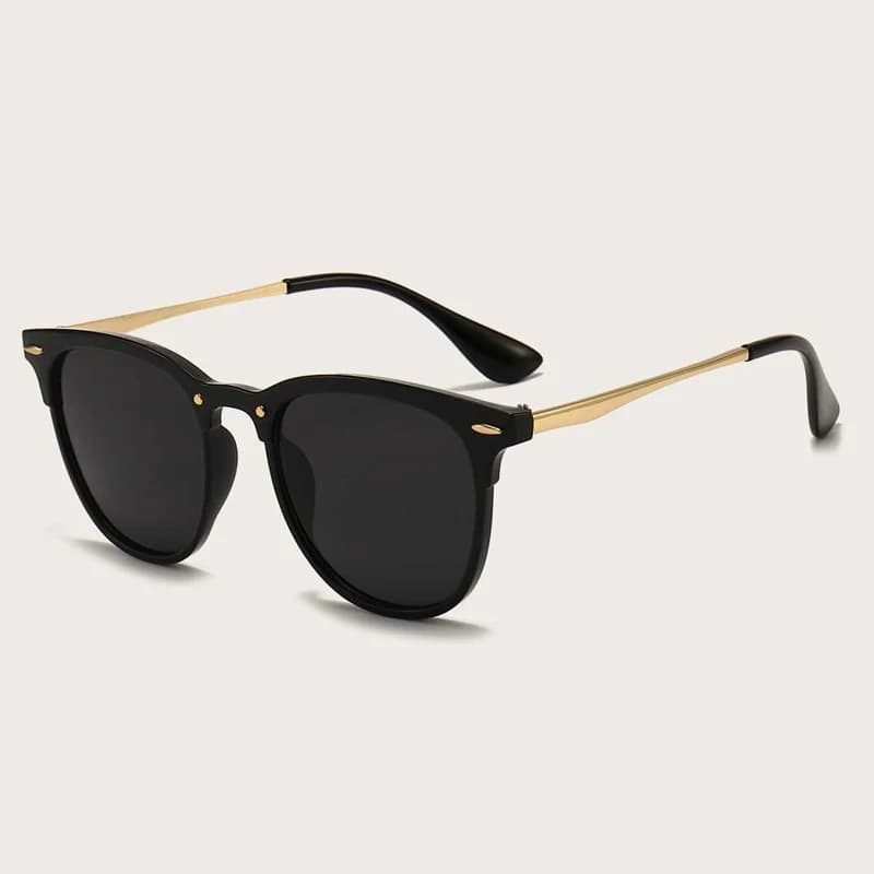 Occhiali Protettivi alla Moda, Occhiali da Sole Quadrati da Donna, Design di Marca, Occhiali da Sole con Rivetti Neri, Occhiali da Sole Femminili UV400