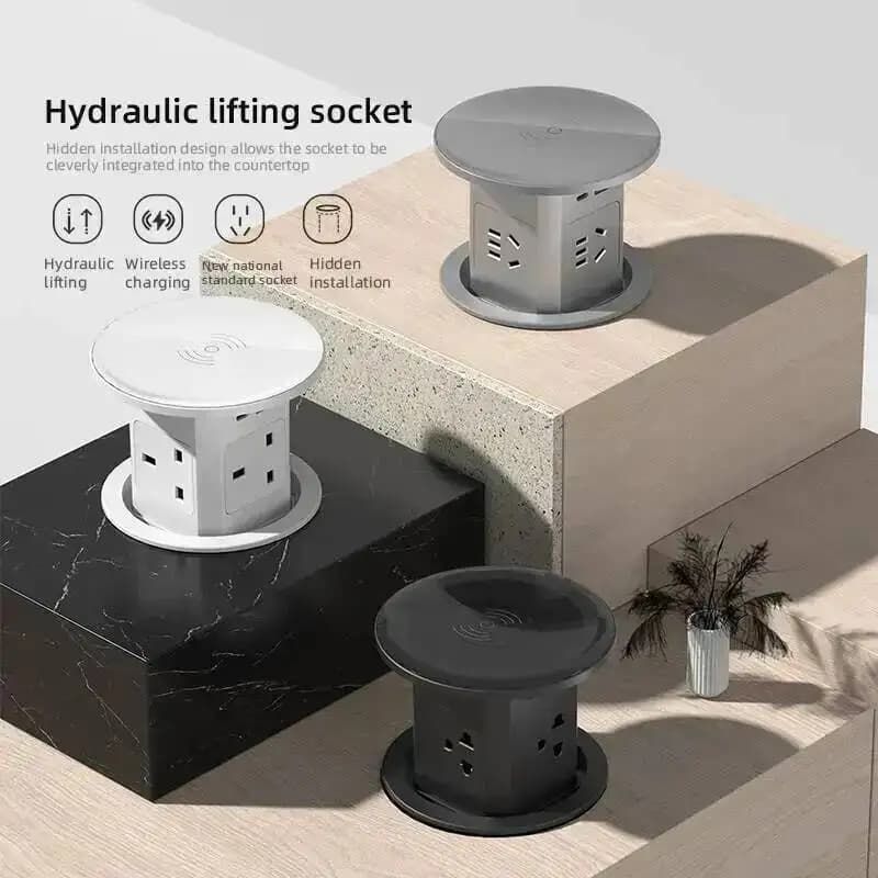 Presa Elettrica Automatica Pop-Up Herepow, Adattatore Universale Standard US UK AU CN, Porta USB Tipo-C per Ricarica Wireless, IP55, per Elettrodomestici