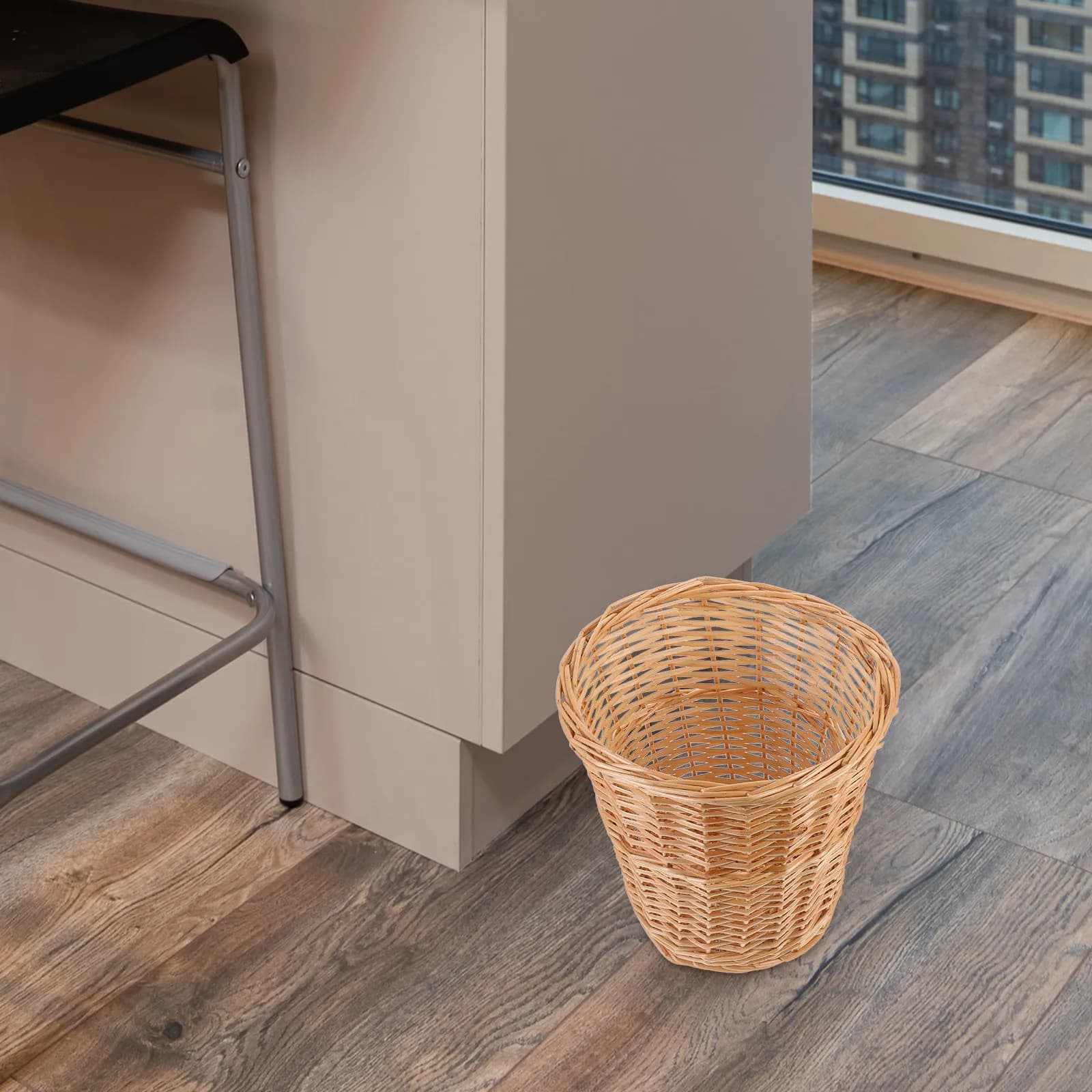 Cestino per Rifiuti Intrecciato Stile Pastorale, Contenitore Multiuso Resistente all'Usura per Ufficio e Casa