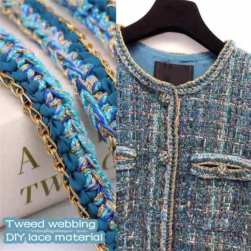 Moda blu pavone gancio fatto a mano nastro di pizzo Diy Tweed piccolo cappotto profumato accessori di abbigliamento decorativo De Costura One Yard
