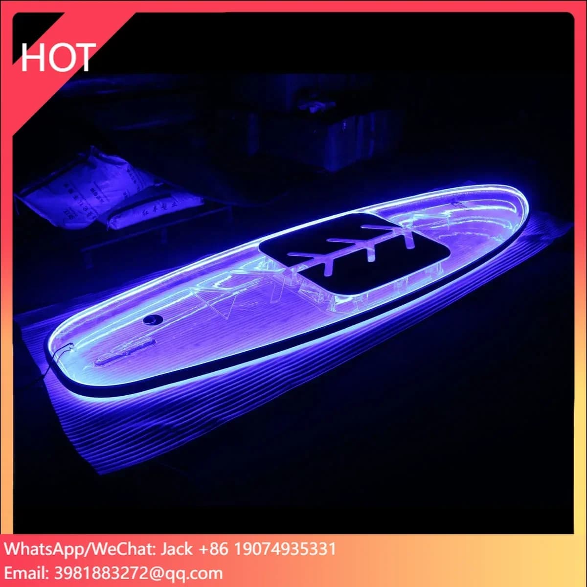 Top Clear SUP Paddle Board e attrezzatura trasparente per il surf dell'acqua per kayak con tour in kayak all'ingrosso con luce a LED