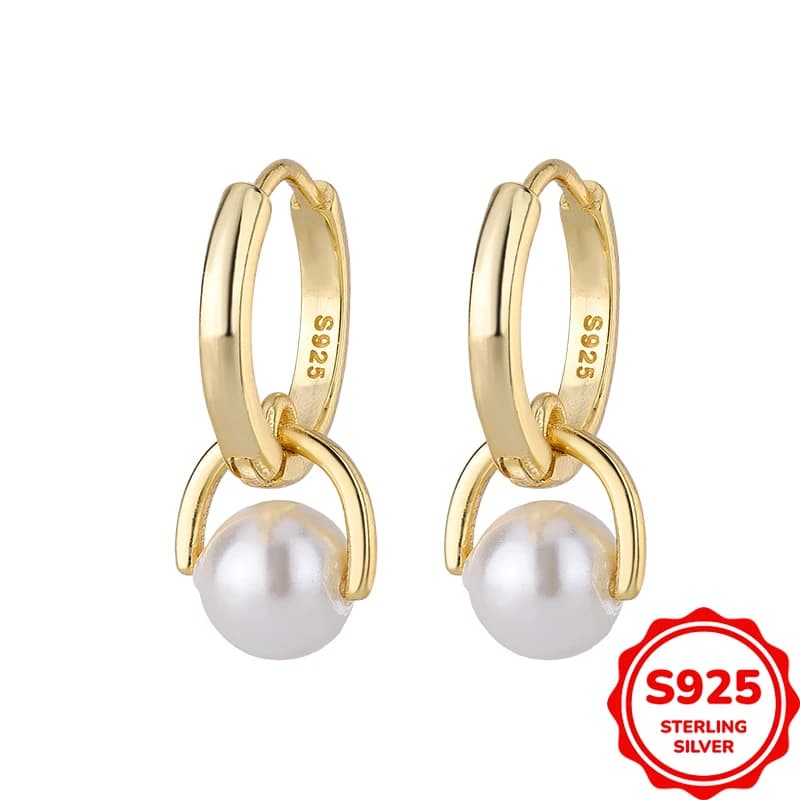 Orecchini Personalizzati da Donna in Argento S925 Autentico con Doppio Anello e Perla, Versatili per l'Uso Quotidiano