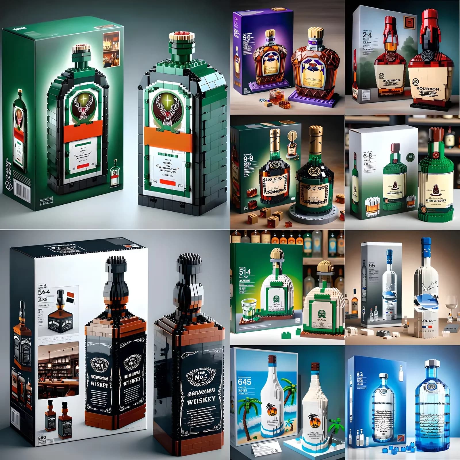Nuovi Blocchi da Costruzione Creativi a Forma di Bottiglia di Whisky 2026, Kit Modelli 3D Fai-da-te per Adulti, Decorazione per Home Bar, 20 Stili Disponibili