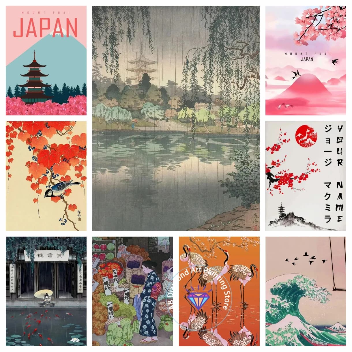 AB Diamond Painting Kits Art Japanese Abstract Aesthetics Yayoi Kusama Landscape Embroidery Mosaic Cross Stitch Home Decor Gift