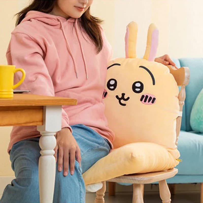 Kawaii Chiikawa Integrated Seat Cushion with Backrest Anime Hachiware Usagi Soft Ergonomic Support Chair Pad Floor Lazy Cushion