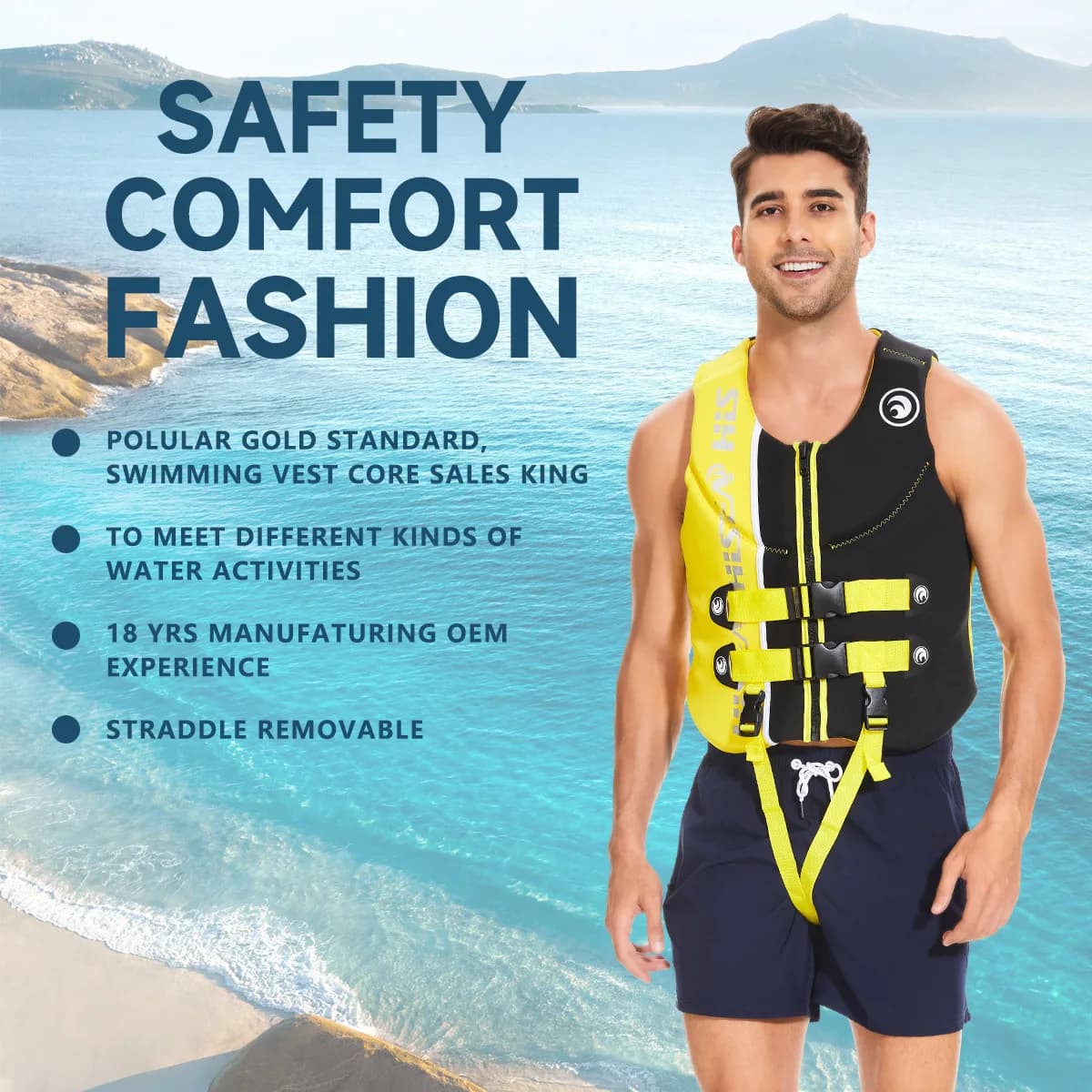Giubbotto di Salvataggio Universale per Adulti, Leggero e Galleggiante, per Pesca, Surf, Nautica e Sicurezza in Acqua