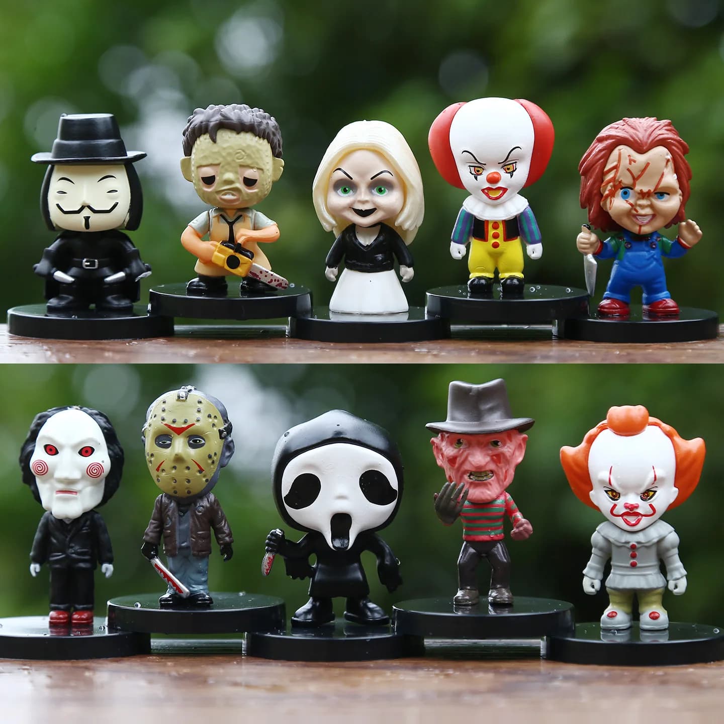 Set di 10 Action Figure della Serie Horror Jason Freddy Clown, Modelli in PVC, Regalo di Halloween, Statuette in Vinile
