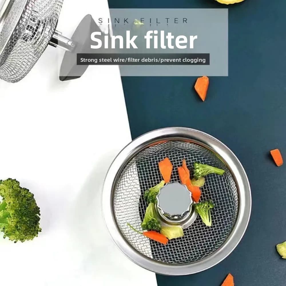 1/3/5 pz. Cestello Filtro Rete in Acciaio Inossidabile Resistente per Lavello Domestico, Raccoglitore Portatile per Rifiuti Quotidiani in Cucina