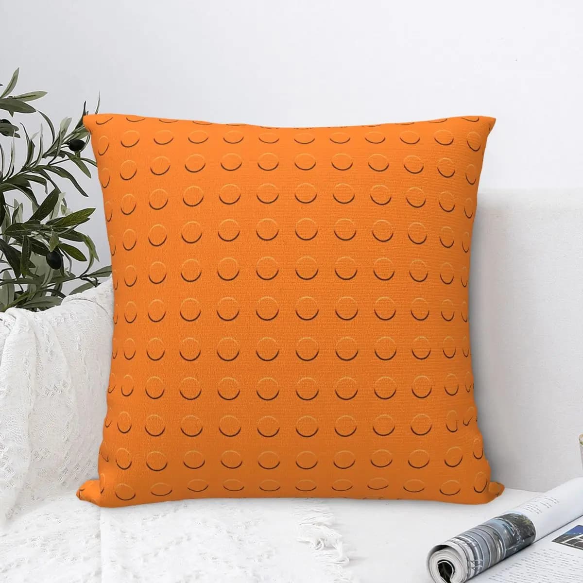 Orange Construction Blocks Brick base plate All over cushion cushions for sofa Federa 45*45 cm