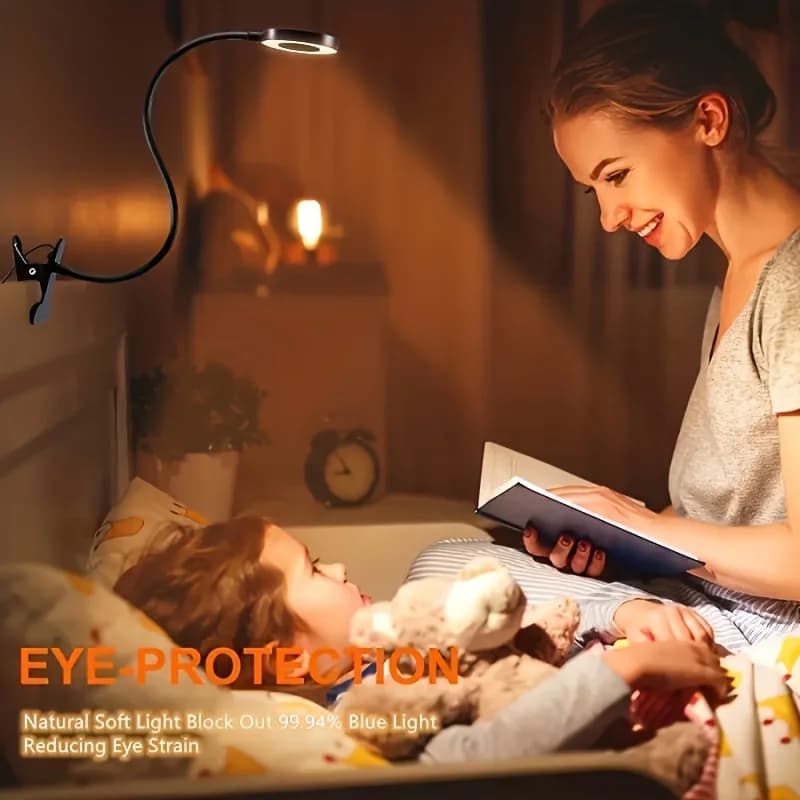 LED table lamp with 5X-3 magnification mode color, 10 brightness levels, speaker, powered by USB with flexible gooseneck and clamp
