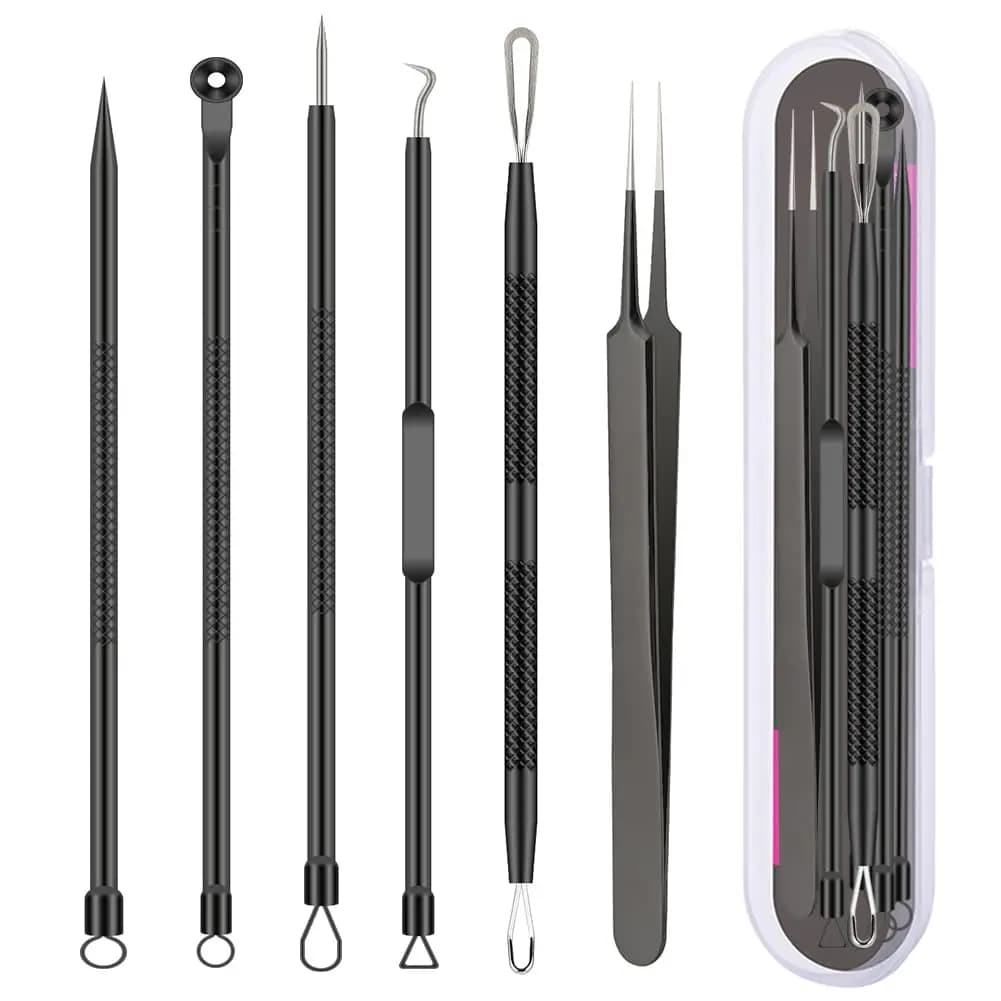 Set di strumenti per la rimozione dei punti neri da 6 pezzi, in grado di rimuovere punti neri sul viso, brufoli, acne, ecc., mantenendo la pelle pulita