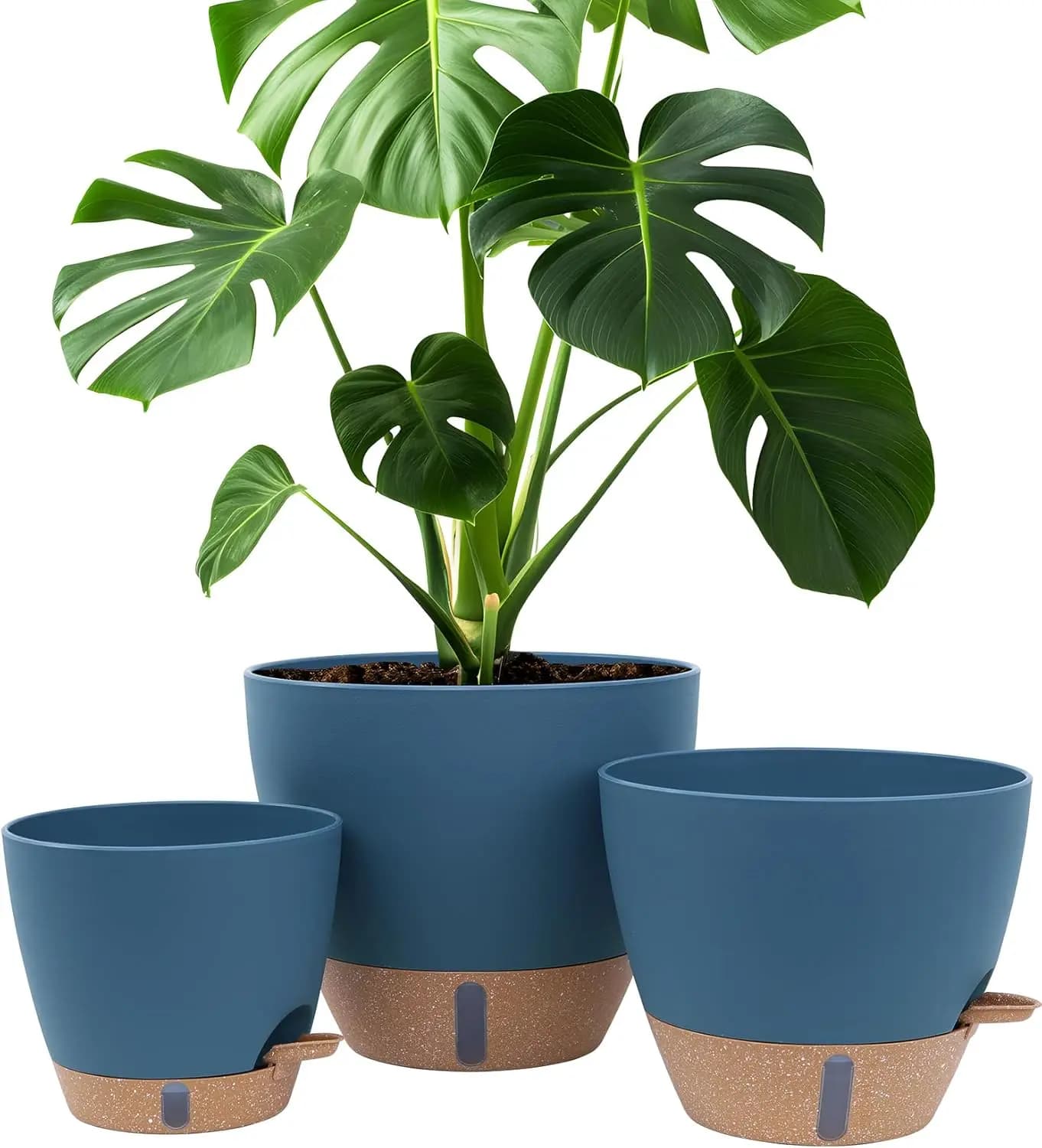 Vasi Autoirriganti da 12/10/8 Pollici per Piante da Interno, Grandi Vasi in Plastica per Piante da Esterno, con Finestra per il Livello dell'Acqua e Ampio Spazio