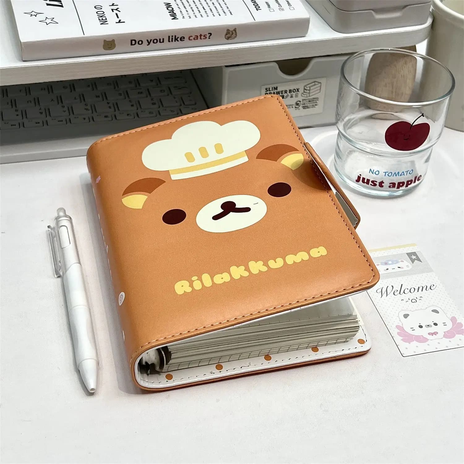 Quaderno A6 Rilakkuma Carino con Fogli Staccabili, Agenda in PU Kawaii, Blocco Note per Studenti, Regalo di Cancelleria per Appunti Quotidiani e Pianificazione