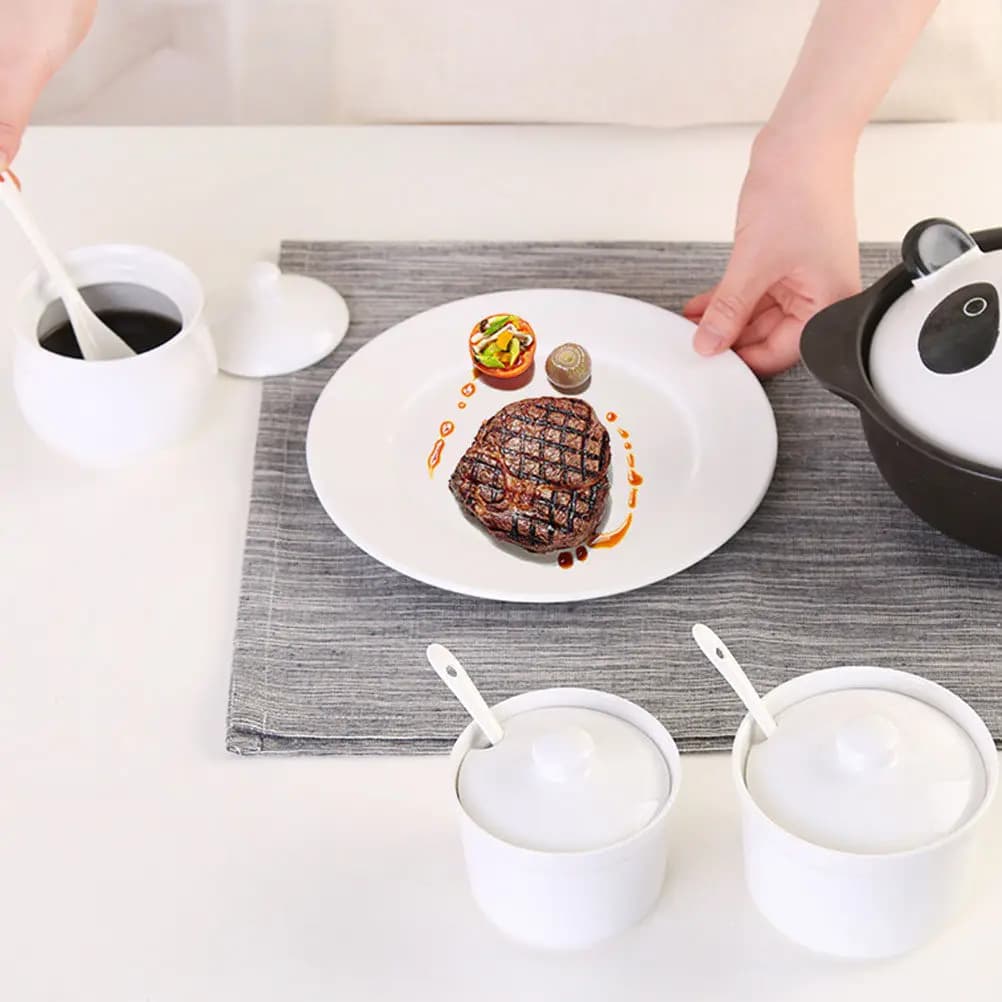 Set di Contenitori per Spezie in Ceramica, Design Minimalista e Fresco, Barattoli per Sale e Pepe, Contenitore per Olio da Cucina, Compatto per Uso Domestico