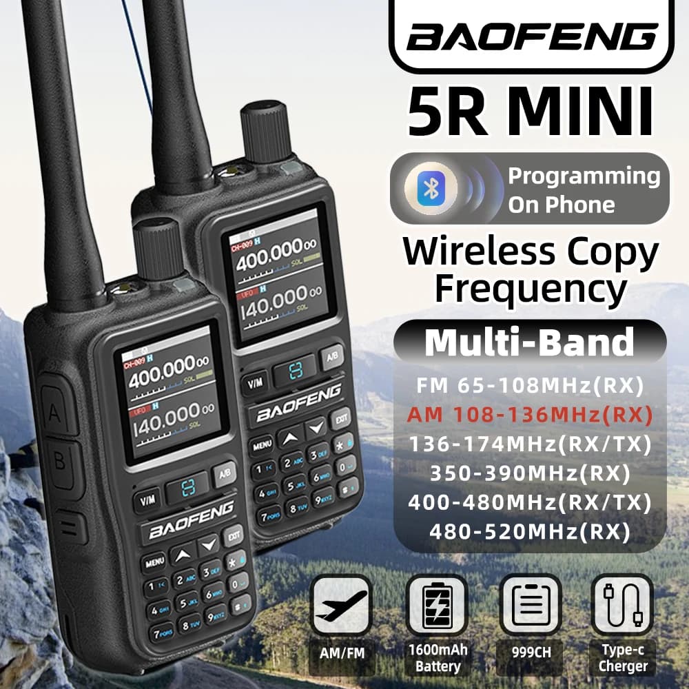 BAOFENG UV-5R Mini Walkie Talkie Multi Band Bluetooth Programming Wireless Copy Frequency 999CH AM FM Two-way long-range radio