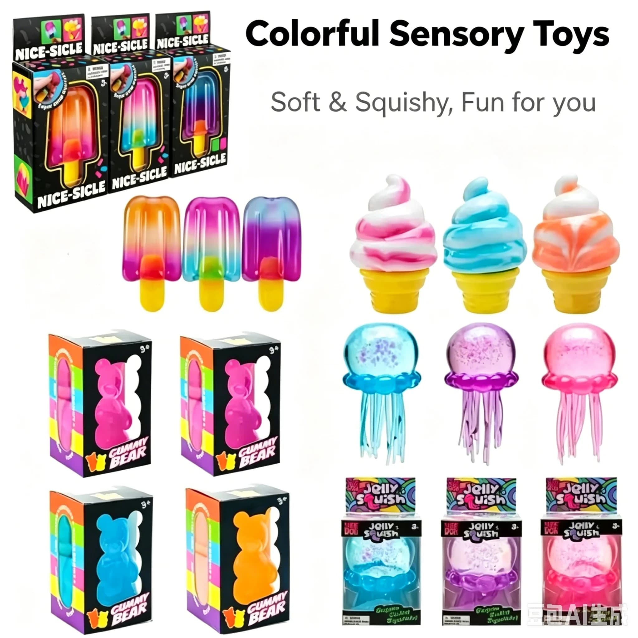 Needoh Soft and Glutinous Sensory Stress-relief Toy Cube Filled with Gel Stretchable Ball Soft Ice Blind Box Slow Rebound Toys