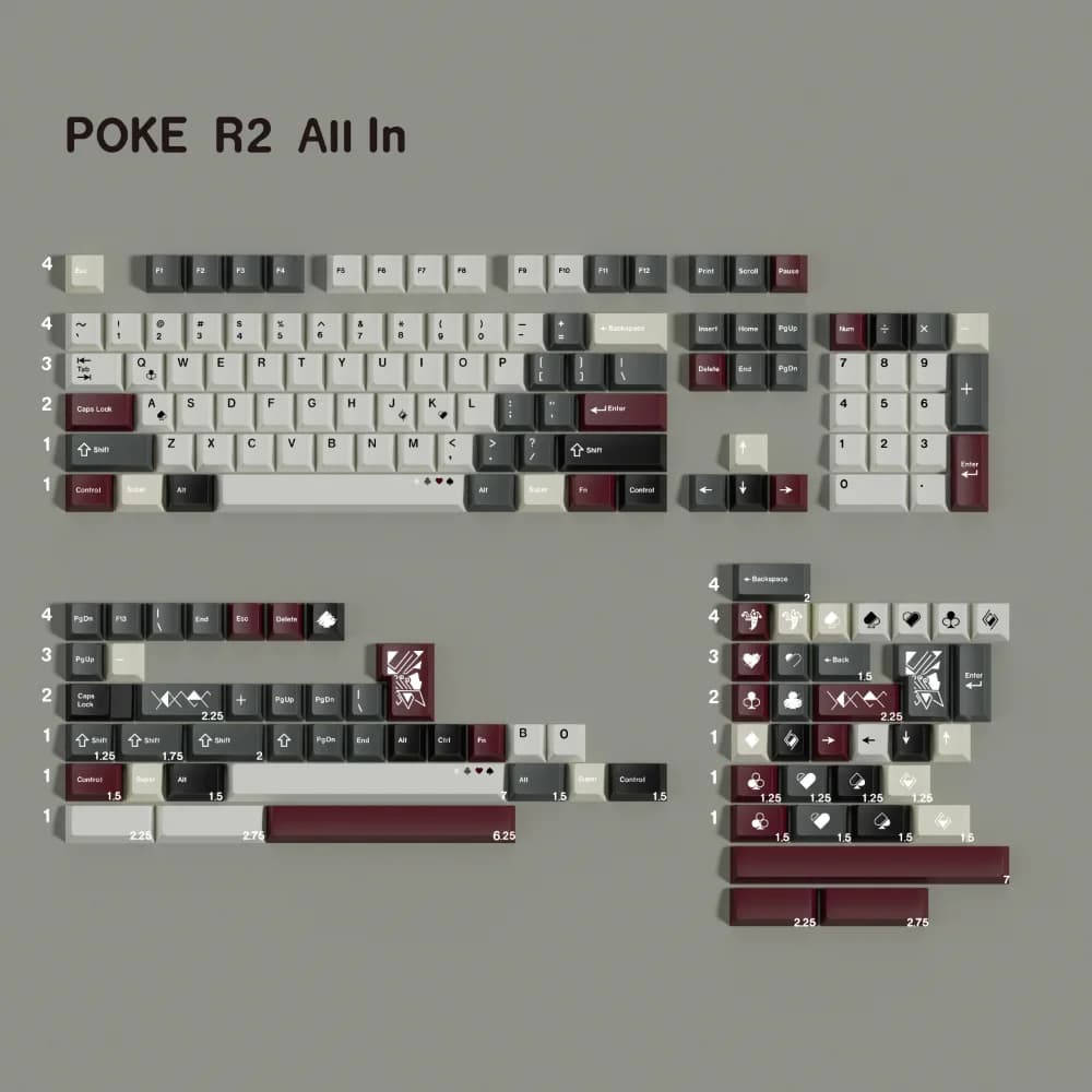 PBT Keycap Cherry Profilo Poker R2 Copritasti 5 lati Dye Sub KeyCap 2.25U 2.75U Per MX Tastiera Meccanica 61 64 66 75 87 98 108