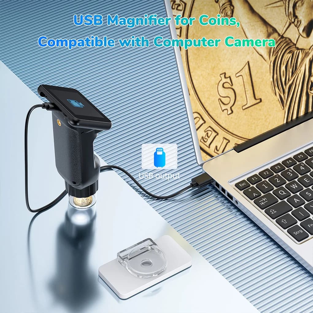 Kit microscopio tascabile portatile con schermo LCD da 2,8" per bambini Microscopio portatile con lente d'ingrandimento per monete USB per bambini