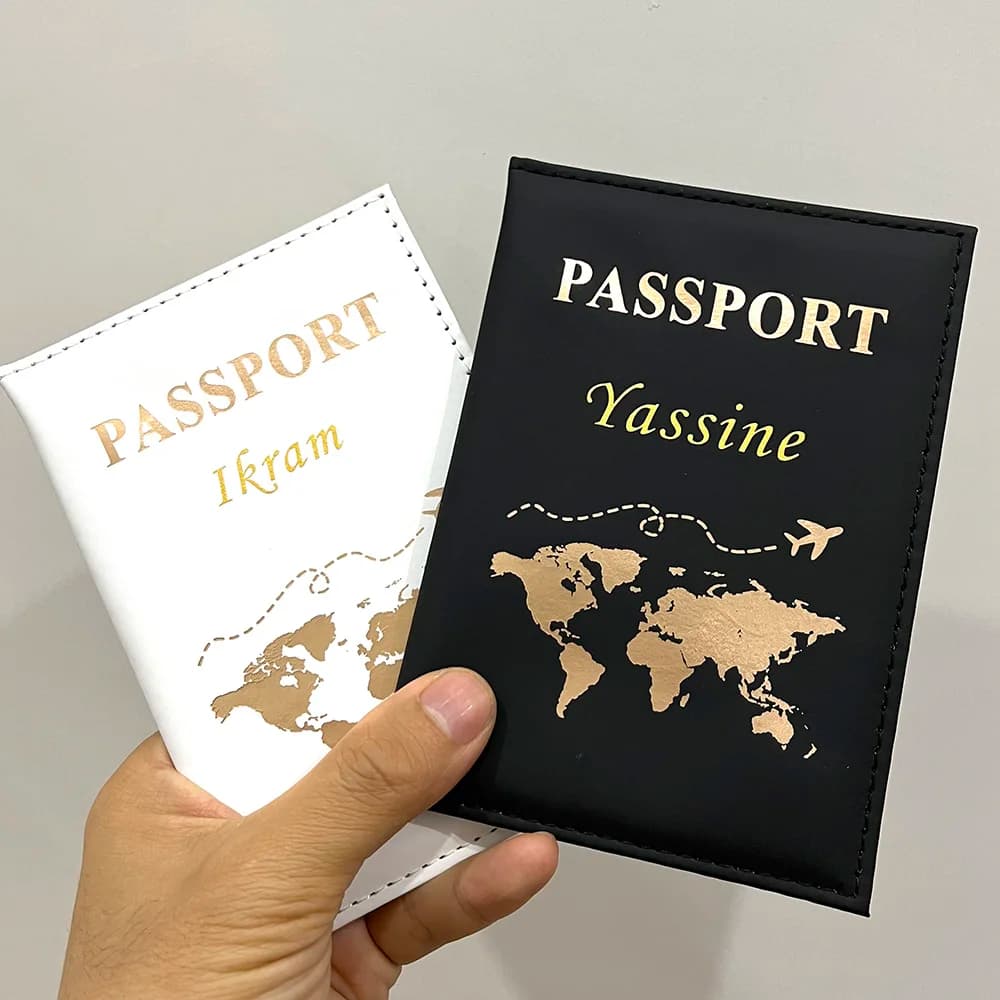 Nuovo simpatico copertina per passaporto personalizzata aereo donna uomo PU porta passaporto personalizzato regalo di nozze da viaggio trasporto di goccia