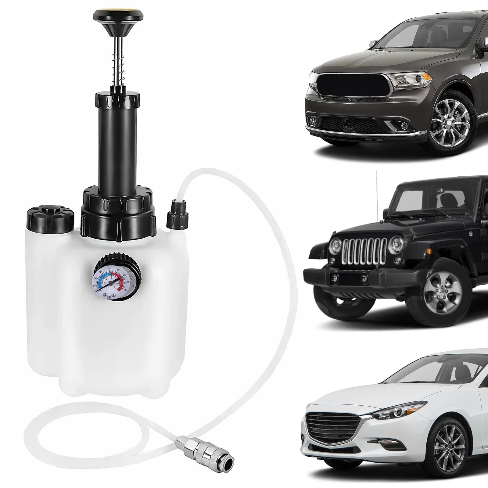 Kit Spurgo Freni 3L con Bottiglia per Fluidi da 1L, Adattatore Manuale per Cilindro Maestro, Pompa a Vuoto Antiperdita