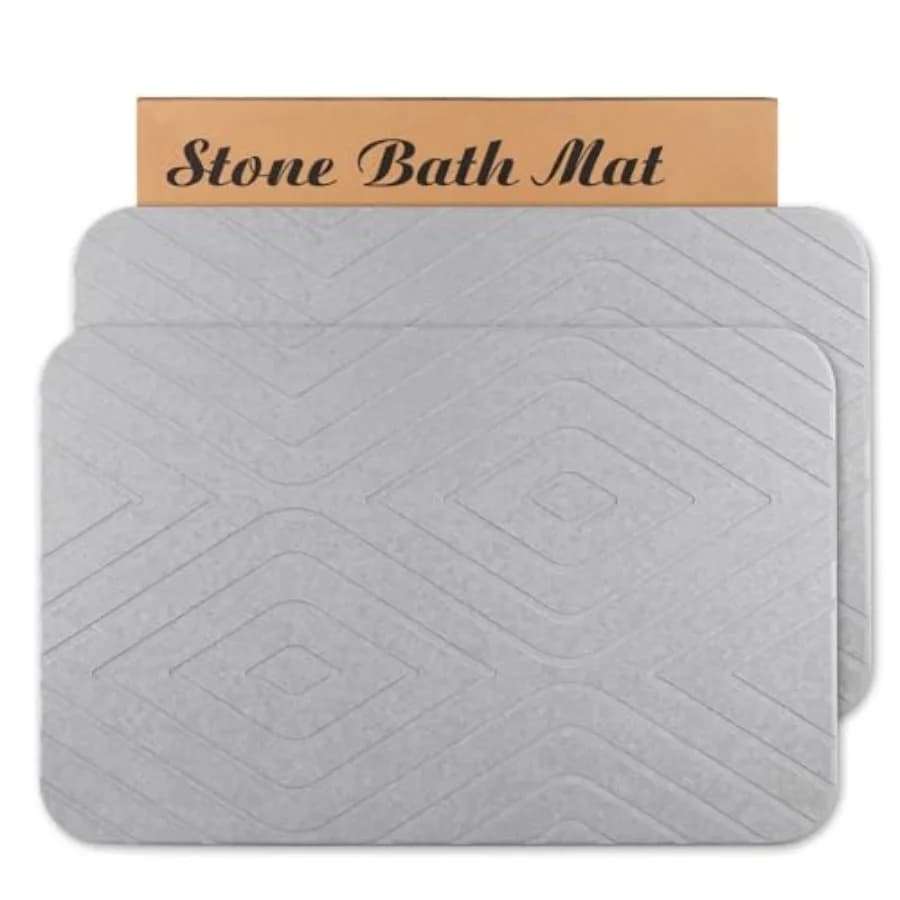 Tappetino da Bagno in Pietra, Confezione da 2, in Terra Diatomacea, Antiscivolo, Super Assorbente, ad Asciugatura Rapida, per Pavimento del Bagno, 24x15
