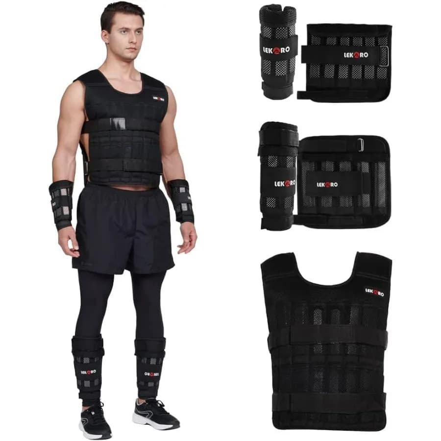 Adjustable weighted vest 44LB Training weight vest Fitness training weighted jacket for men Woman (included 96 steel plates Pesare