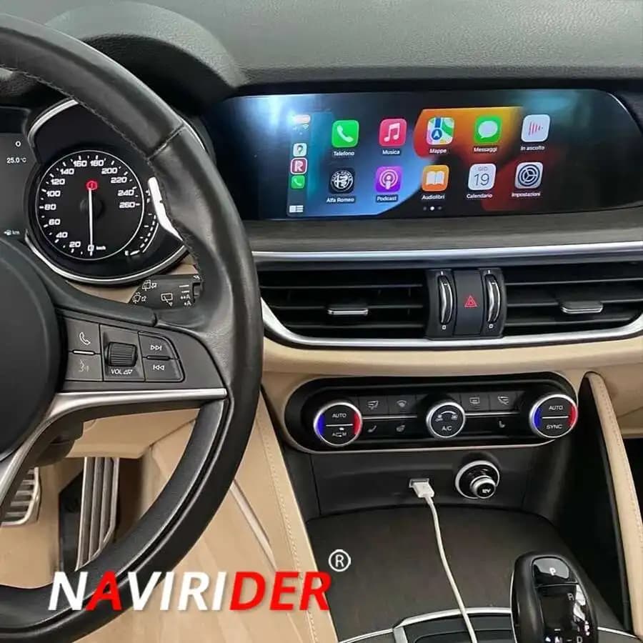 Doppio sistema Per Alfa Romeo Giulia Stelvio 2016-2021 Autoradio Automobile Multimedia CarPlay Auto Bluetooth Navigazione GPS Stereo