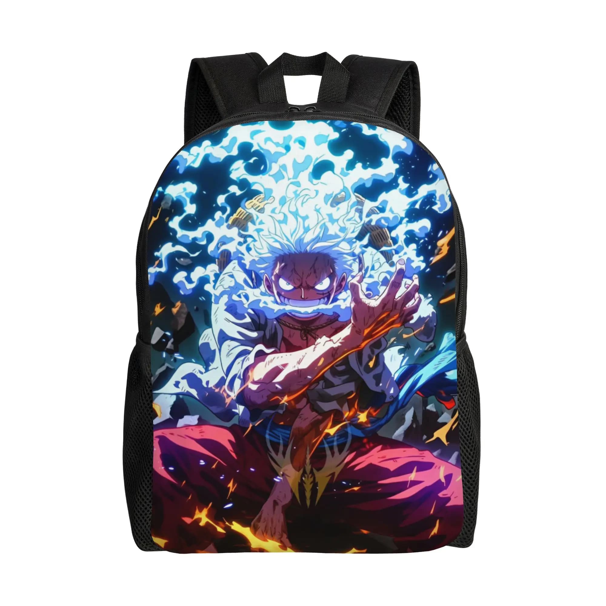 Zaino alla moda Anime O-One-Piece con tasca, zaino da lavoro per la scuola superiore, zaino da giorno One Piece per uomo e donna, borse in tela per laptop