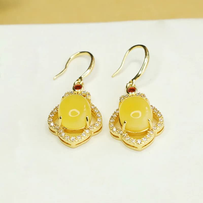 Orecchini in Cera d'Api Naturale Giallo Ambra, Ganci per Orecchini, Gioielli alla Moda Versatili