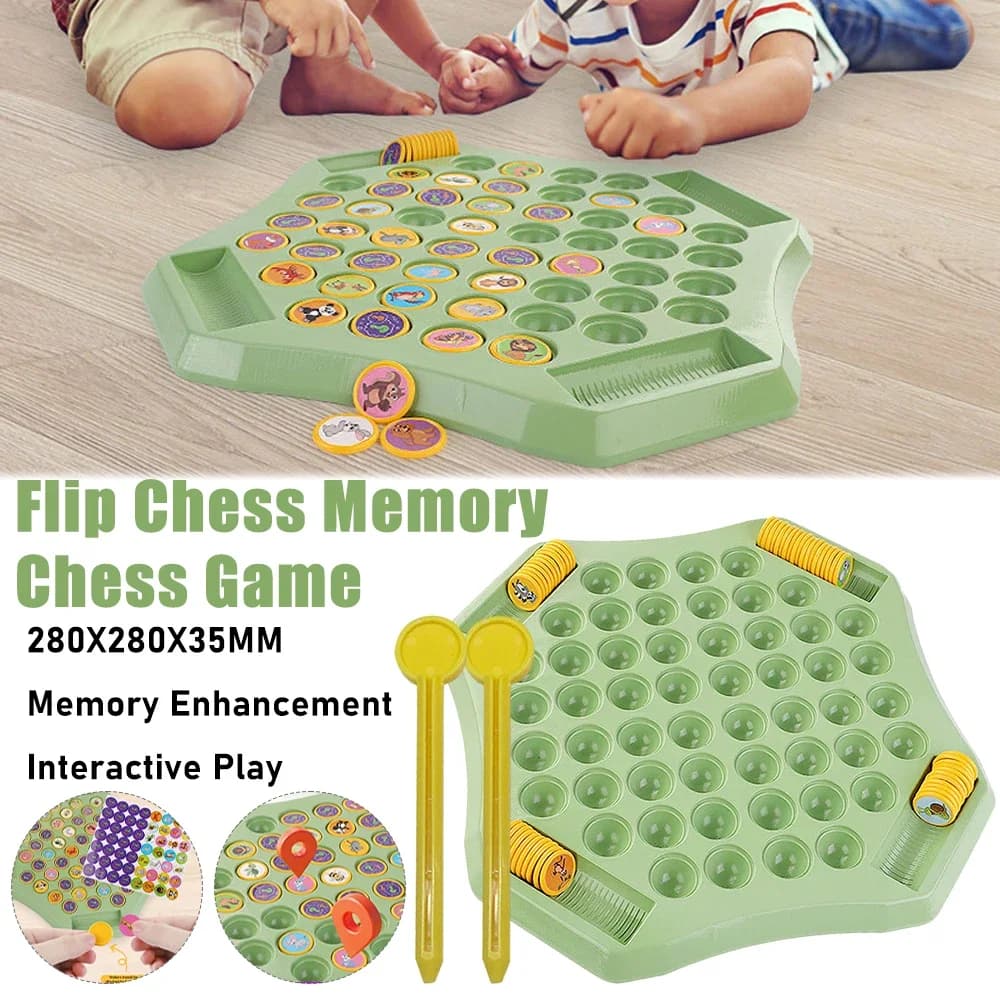 Flip Chess Memory Board Game Kids Educational Toy Memory Challenge Toys Animal/Fruit Cognitive Memory Game Party Board Games New
