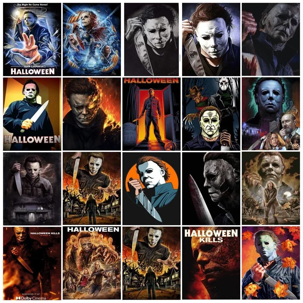 Dipinto Diamantato 5D Classico del Film Horror Halloween Kills, Ricamo a Punto Croce di Michael Myers, Mosaico Artistico per Decorazione Casa