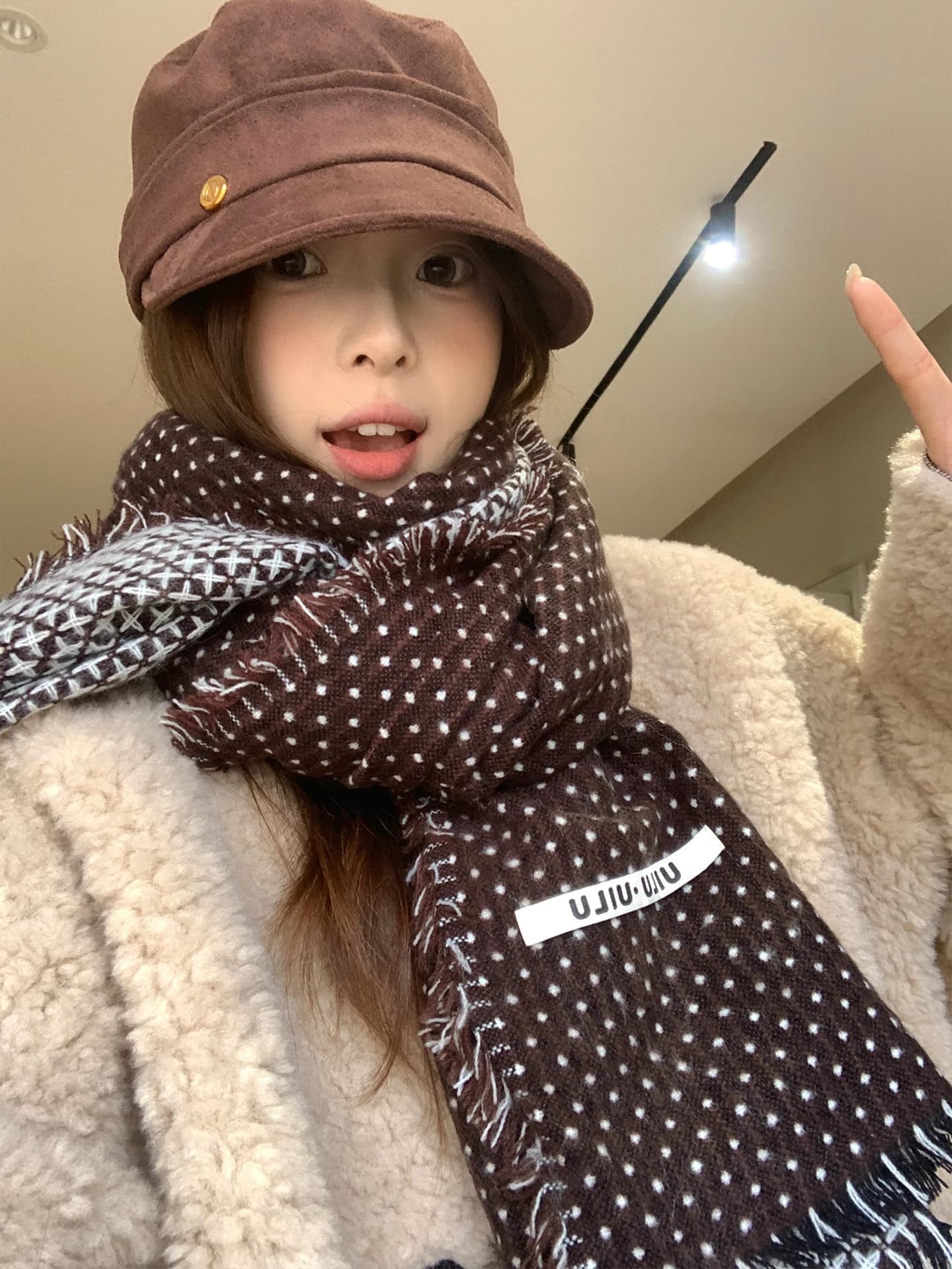 Sciarpa a pois alla moda per donna Autunno e inverno Versione coreana Collo ispessito versatile caldo a prova di freddo