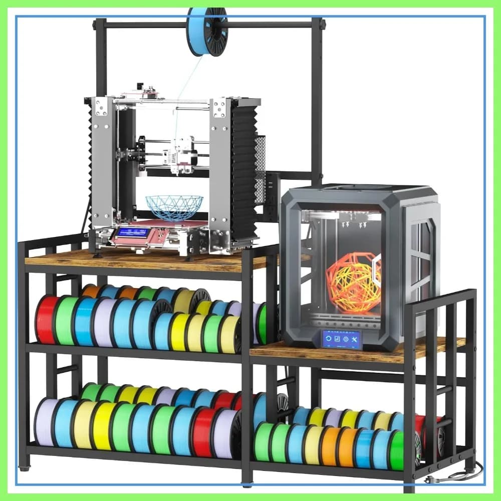 Tavolo per Stampante 3D con Vano Porta Filamenti, Presa di Corrente, Scrivania Robusta per Bobine di ABS/PLA/TPU, per Casa e Ufficio