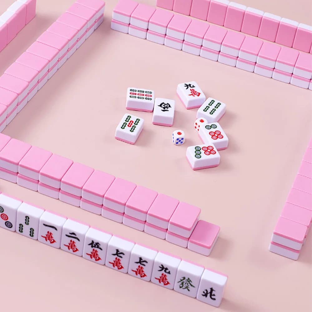 Mini Set da Viaggio Portatile di Mahjong Cinese con 144 Tessere da 24/26/30mm, Gioco da Tavolo Classico Tradizionale per Famiglie