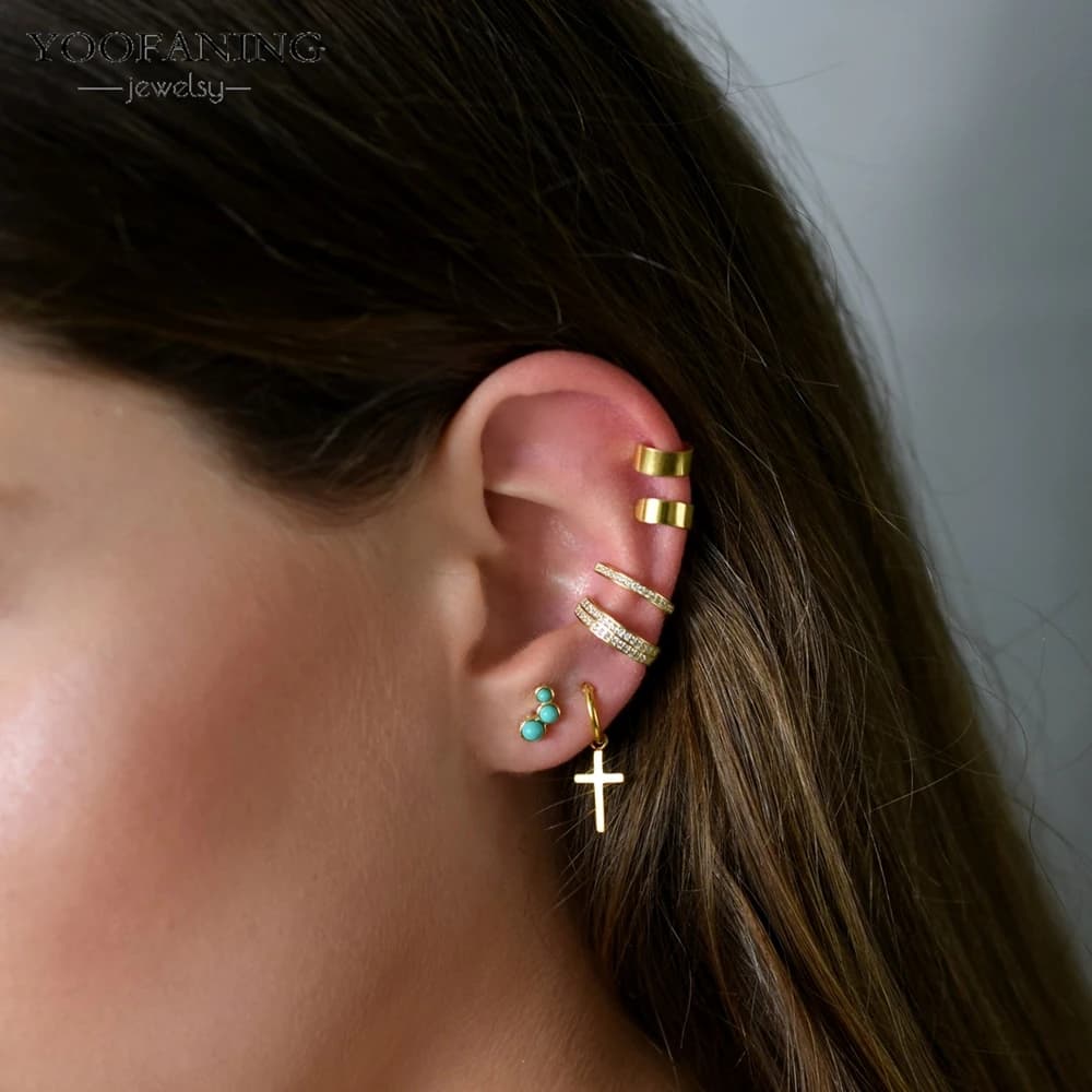Orecchini a cerchio a forma di croce in argento sterling 925 di alta gamma, graziosi, con chiusura a perno, per uomo/donna, gioielli da festa