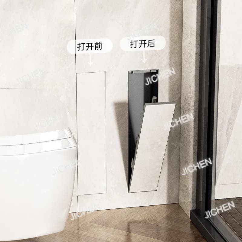 Portascopino per WC a Incasso in Acciaio Inox JC, Personalizzabile, da Parete per Bagno