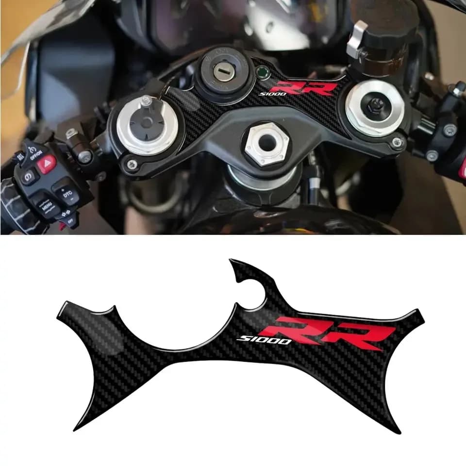 3D Motorcycle Carbon Fiber Pattern Top Triple Clamp Yoke Sticker For BMW S1000RR M1000RR 2023-2024