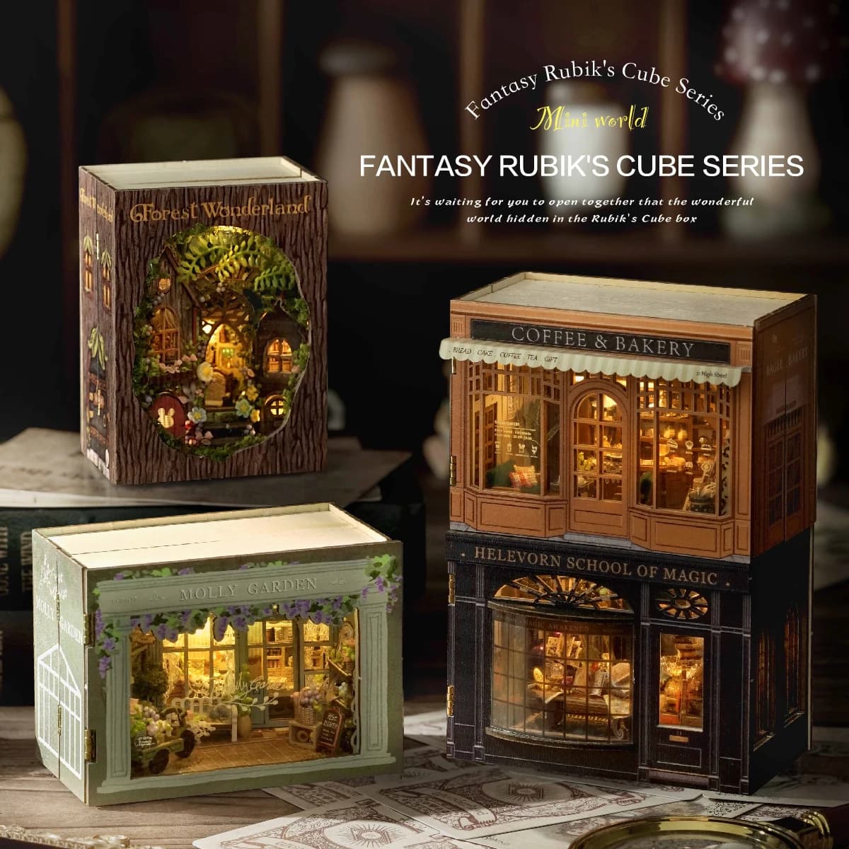 SnapTogs Mini World Series Casa delle Bambole Puzzle in Legno - Decorazione per la Casa a Forma di Angolo di Lettura Apribile Fai-da-te, Dimensioni Palmare, Giocattolo Costruibile