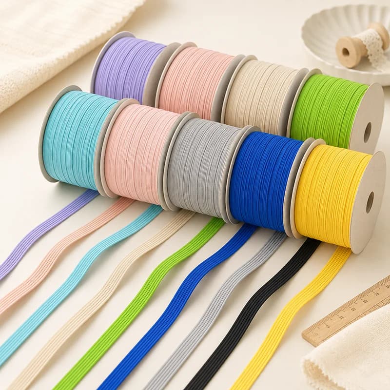 30Meters 6mm Flat Elastic Band Rope Rubber Stretch Tape for Mask Cuff Hairwear Pants Waistband Garment DIY Sewing Accessory Roll