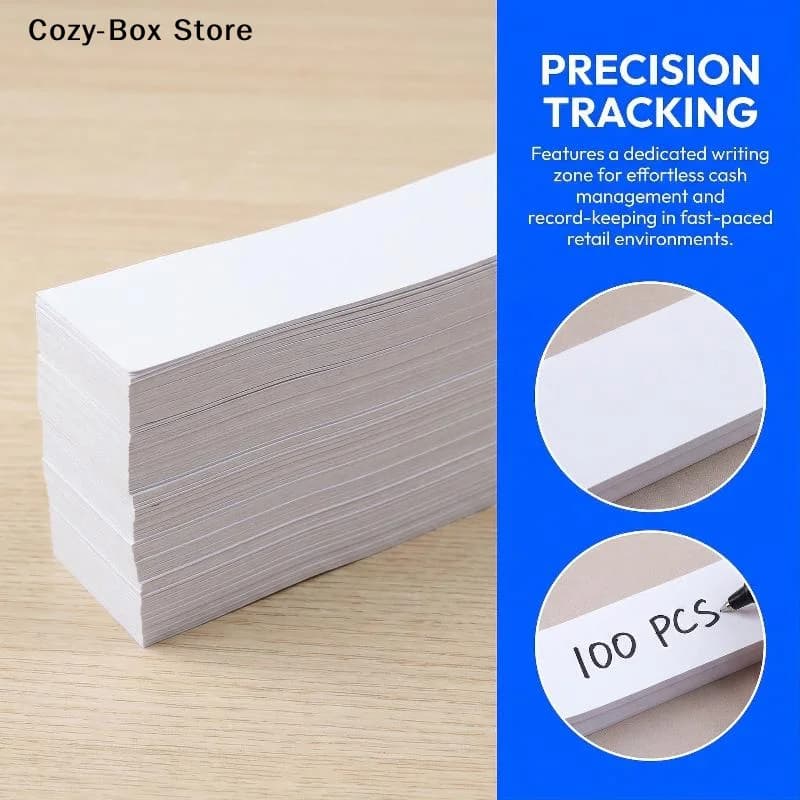 [ZY]100Pcs Professional Self Sealing Cash Straps Money Bands Self-adhesive Tear Resistant White Money Wrappers[ZY]