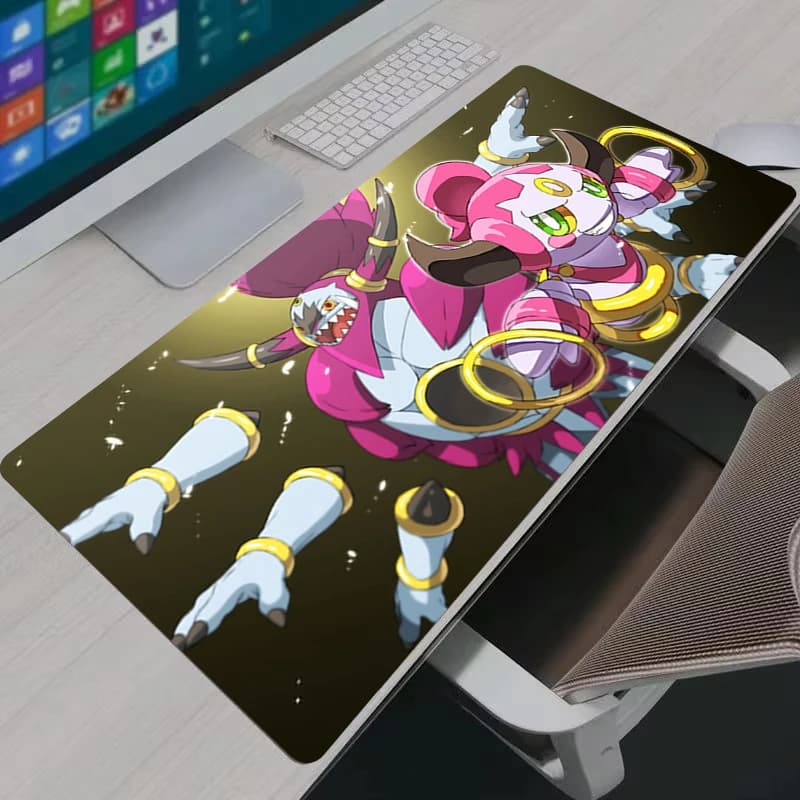 Tappetino per mouse grande P-pokemon Hoopa, accessori da gioco, tappetino per tastiera per computer, tappetino per mouse con base in gomma, tappetino per mouse da scrivania Lockedge