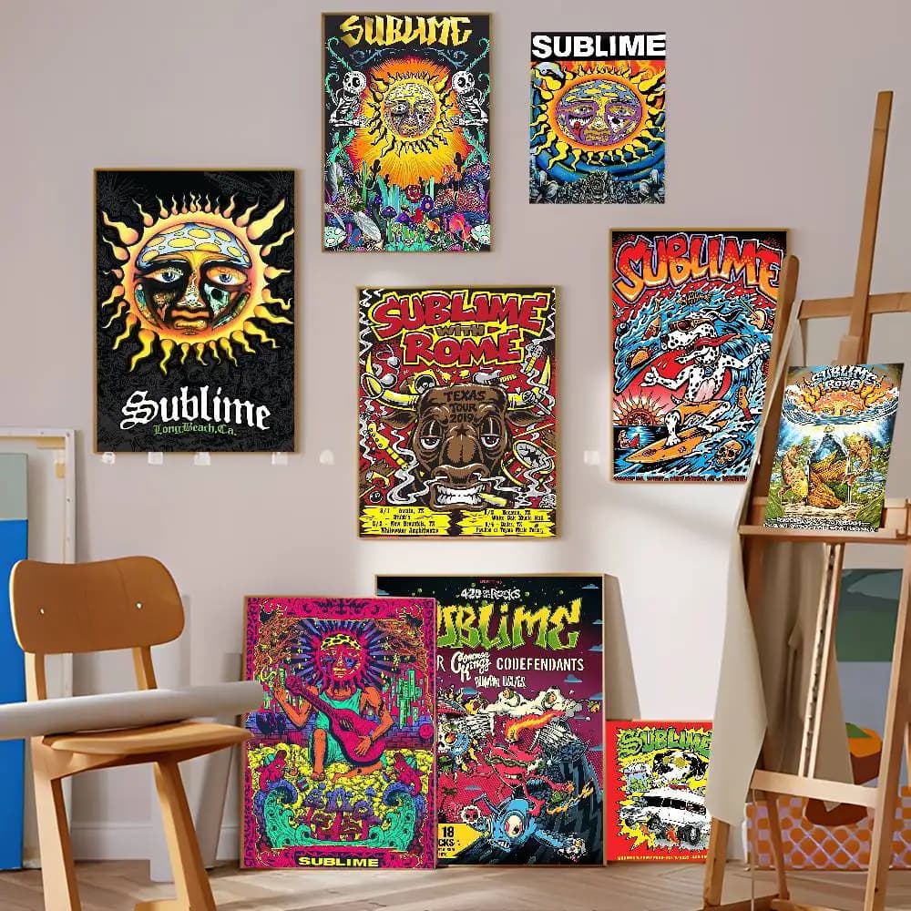 S-Sublime Band Poster artistico autoadesivo Stampe su carta bianca Poster Opere d'arte Pittura murale artistica estetica