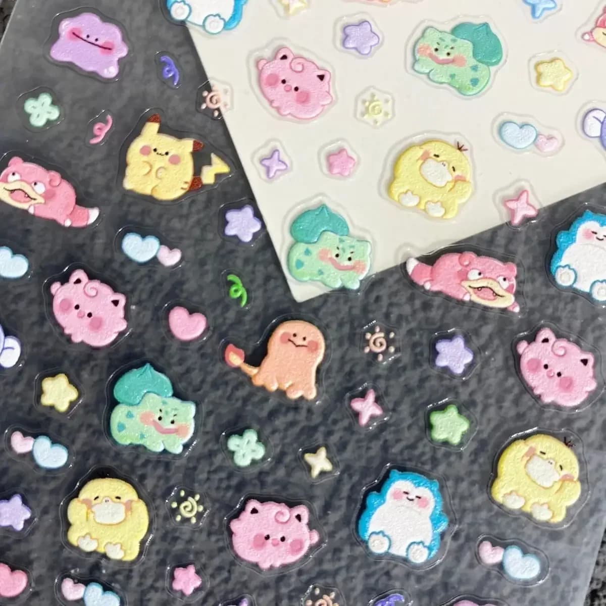 Pokemon Pikachu Nail Stickers 5D Embossed Nail Art Stickers Water Cup Phone Case DIY Deco Birthday kids Gift