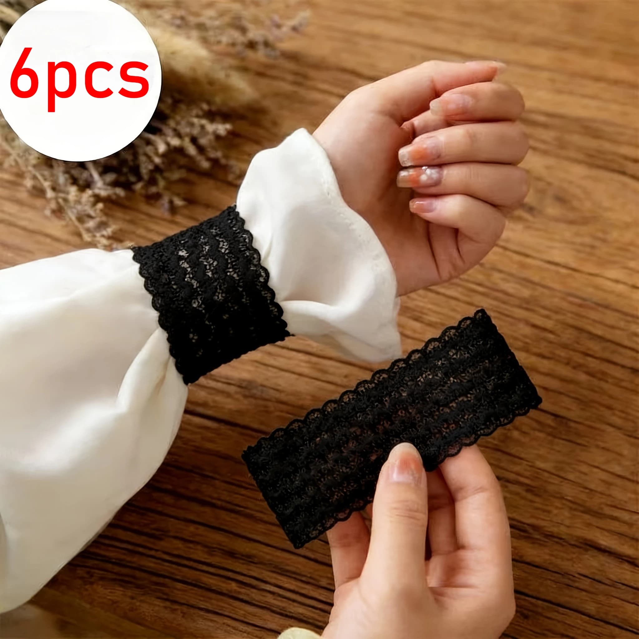6pcs Anti-Slip Hem Fixing Straps - Sleeve Fixing Bundling Bands,Wrist Lace Decorative Bands, For Trench Coats, Jackets, Hoodie