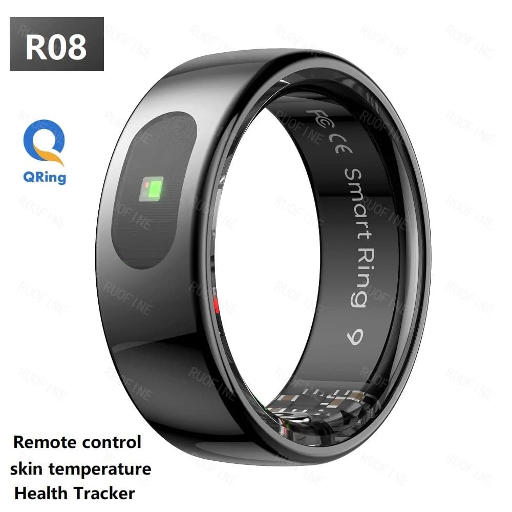 R08 Qring Ring for Women and Men, Message notifications, Remote Control, Electronic Sleep Monitoring, Fitness Tracker for iOS and Android Phones